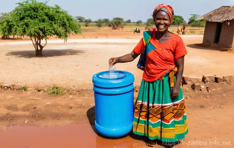 잠비아 UN 활동 - **Image Prompt: Daily Struggle and the Gift of Water**
    A powerful and hopeful image capturing th...