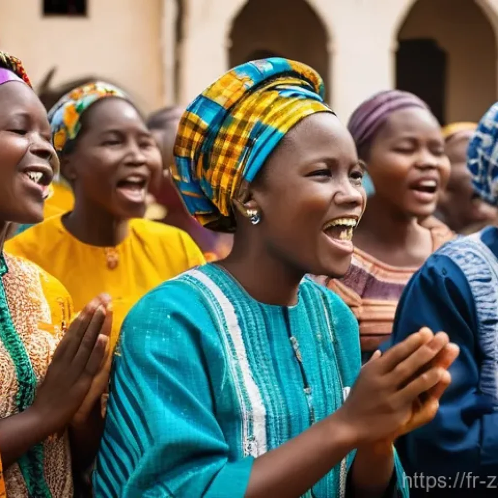 잠비아 기독교 비율 - A vibrant and joyful Sunday church service in a bustling Zambian town. The scene captures a moment o...