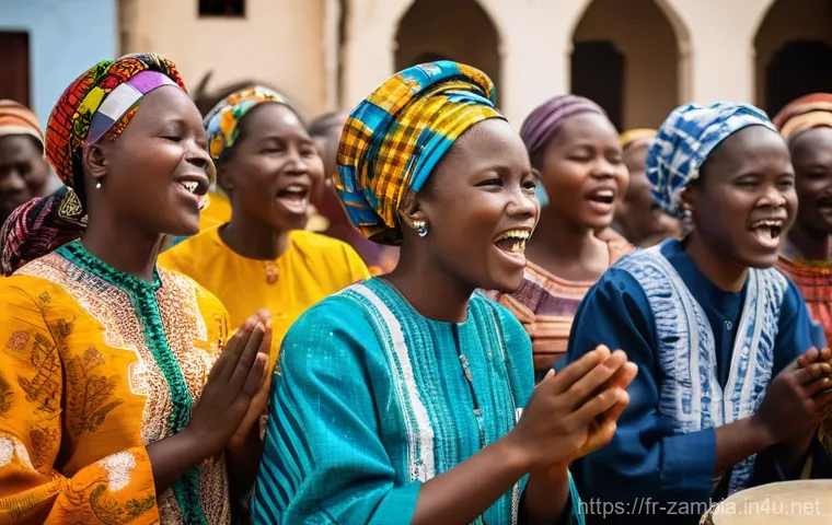 잠비아 기독교 비율 - A vibrant and joyful Sunday church service in a bustling Zambian town. The scene captures a moment o...