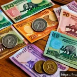 Home 20 잠비아 화폐 단위 - A vibrant close-up of Zambian kwacha banknotes and coins spread on a traditional wooden table, showc...